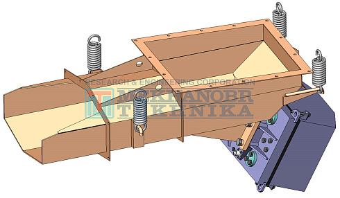 Vibrating feeder with electric-magnetic drive PEU 3,6х9 рис.0
